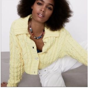 Zara Knit Cardigan with Jewel Buttons in Yellow